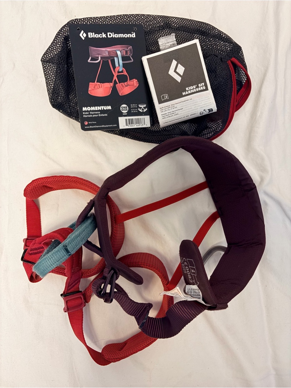 Black Diamond Kid’s Climbing Harness in Wild Rose colour